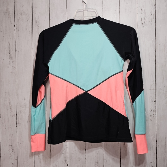 NWOT Farysays Women's Colorblock Rashguard Swimsuit Top Size Medium Padded ½ Zip - Picture 9 of 9